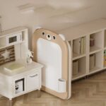 Кафява сгъваема дъска за рисуване 2 в 1 със строителни блокчета – Feelkids - Image 3