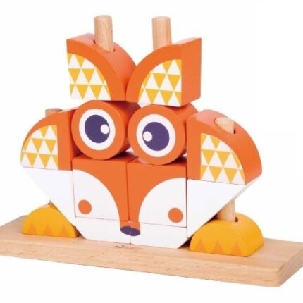Образователен дървен пъзел с кубчета „Лисица“