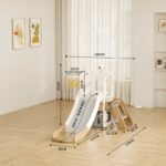 Детска пързалка с телескоп и баскетболен кош - кафява - Image 2