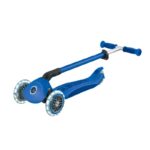 Детска сгъваема тротинетка с родителски контрол Globber Go Up Deluxe Flash Lights, тъмно синя - Image 4