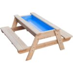 Детски дървен комплект маса с пейка за игра с пясък и вода - Image 3