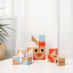 Дървен конструктор с геометрични кубчета – 16 части - Image 6