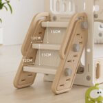 Детски приключенски център за игра 11 в 1 с пързалка, катерушка, люлка и баскетболен кош - кафяв - Image 3