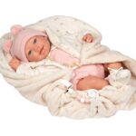 Кукла-бебе Елба в розово вълнено боди с аксесоари - 45 см - Image 2