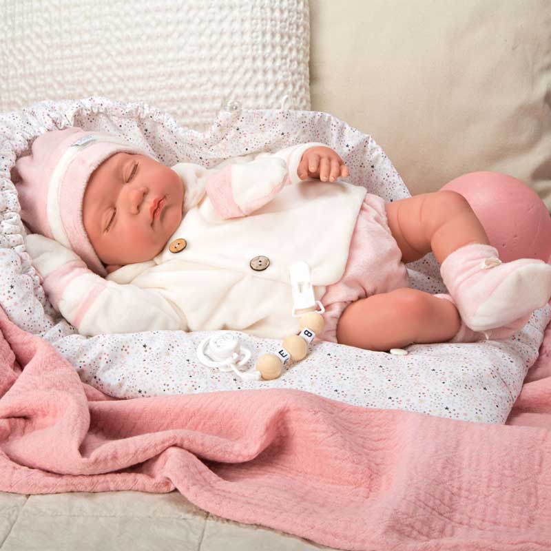 kukla-bebe-makarena-sas-zatvoreni-ochi-i-aksesoari-45-sm-870357684_1 Кукла-бебе Макарена със затворени очи и аксесоари - 45 см - Image 1