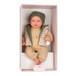 Кукла-бебе Миес с бежово-зелено костюмче, която плаче - 45 см - Image 2