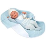 Кукла-бебе Паоло със синьо одеяло и аксесоари - 40 см - Image 4