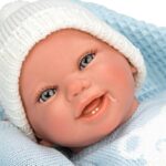 Кукла-бебе Паоло със синьо одеяло и аксесоари - 40 см - Image 6