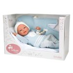 Кукла-бебе Паоло със синьо одеяло и аксесоари - 40 см - Image 2