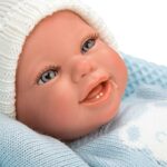 Кукла-бебе Паоло със синьо одеяло и аксесоари - 40 см - Image 3