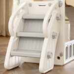 Мини детска крепост за игра с пързалка, сива - Image 3