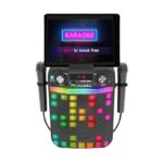 Караоке Bluetooth тонколона с 2 микрофона и LED лампа, черна - Image 4