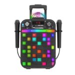Караоке Bluetooth тонколона с 2 микрофона и LED лампа, черна - Image 3