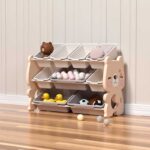 етажерка за играчки Feelkids с дизайн на мече в розов цвят