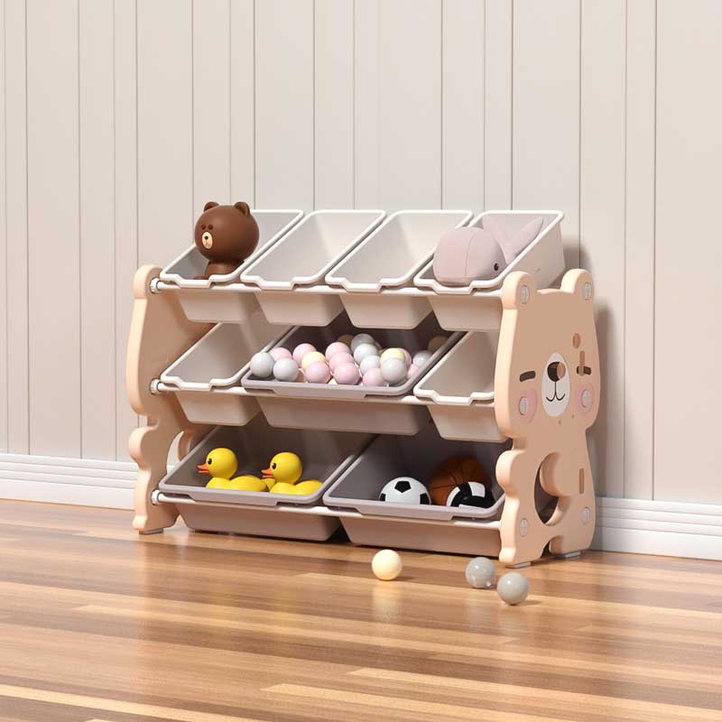 етажерка за играчки Feelkids с дизайн на мече в розов цвят