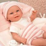 Усмихната кукла-бебе Роса в розово с аксесоари - 35 см, реално тегло - Image 7