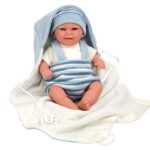 Усмихната кукла-бебе в светлосиньо с аксесоари - 35 см, реално тегло - Image 5