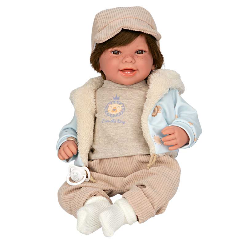 usmihnata-kukla-bebe-zori-v-kadifen-kostyum-i-shapchitsa-45-sm-658992234_4 Усмихната кукла-бебе Зори в кадифен костюм и шапчица - 45 см - Image 1